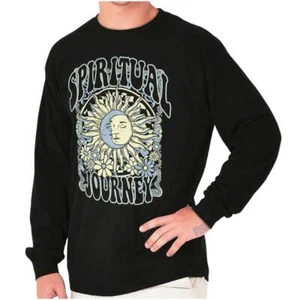 Celestial Sun Moon face Spiritual Journey Long Sleeve Tshirt for Men or Women - Picture 1 of 7
