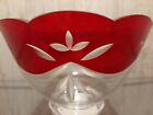 Lenox Christmas Holiday Hand Painted Glass Bowl red/clear etched home decor 