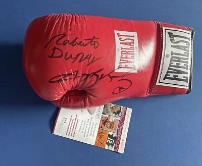 Roberto Duran & Sugar Ray Leonard Signed Boxing Glove Auto with JSA Cert - Image 1 of 4