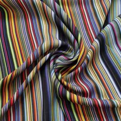 55'' Wide Colored Stripe Fabric Dress Shirt Pajamas Material Viscose Poplin - Image 1 of 4