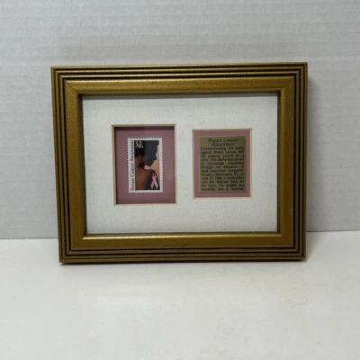 USPS 32c Breast Cancer Awareness Legacy II Edition Postage Stamp Golden Framed - Image 1 of 4