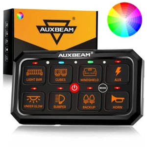 Auxbeam RGB 8 Gang Switch Panel 5" RA80 XL Toggle Circuit Relay System Car Boat - Picture 1 of 12