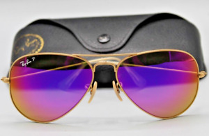 Ray-Ban RB3025 Aviator Sunglasses - Gold/Purple *Pre-owned* FREE SHIPPING