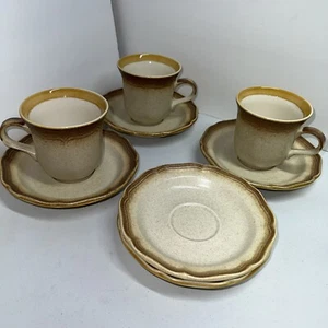 NICE VINTAGE MIKASA WHOLE WHEAT SET OF 3 CUPS & 5 SAUCERS JAPAN E8000 TEA Read - Picture 1 of 9