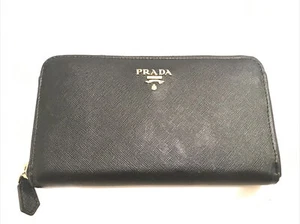 Prada Geldbörse Saffiano schwarz Leder umlaufender Reißverschluss - Bild 1 von 7
