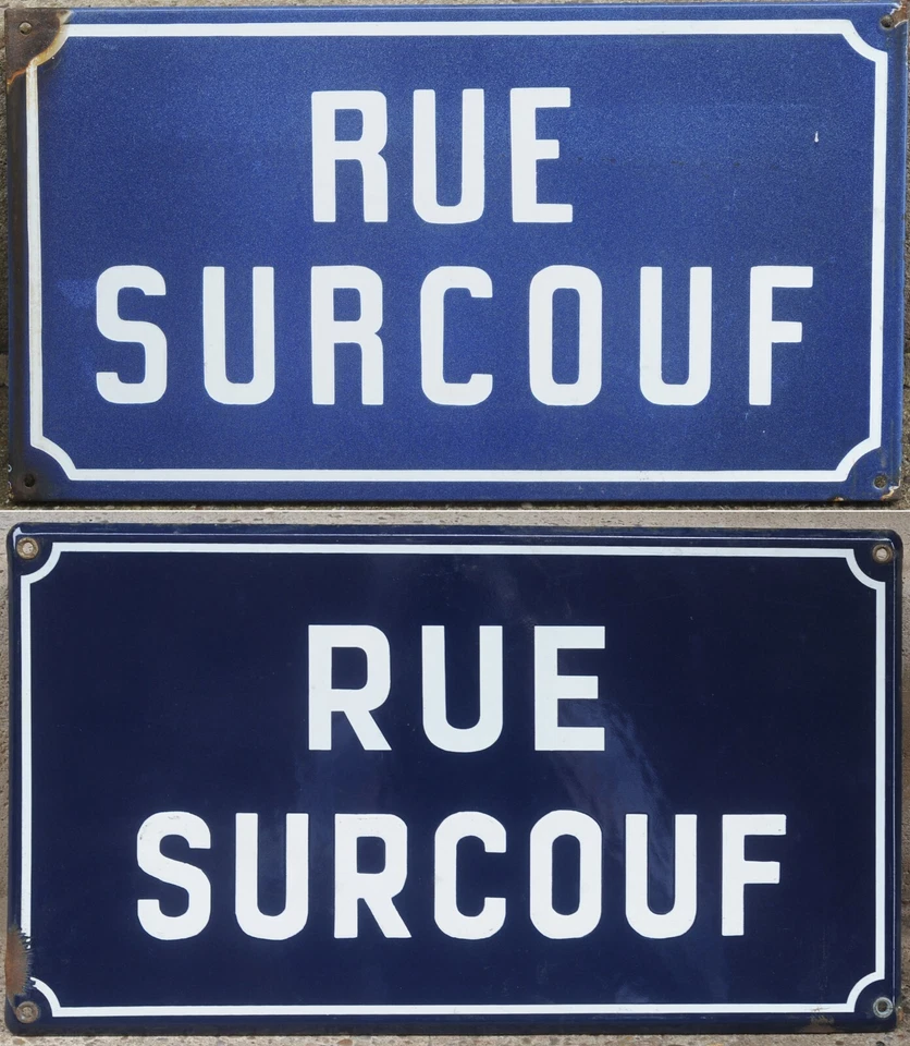 Old French enamel street sign plaque plate road Robert rue Surcouf aubmarine - Imagem 1 de 1