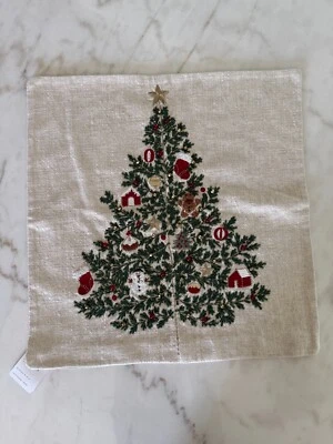 NWT Pottery Barn Holiday Christmas Tree Pillow Cover 20" x 20" Embroidered CUTE! - Image 1 of 4