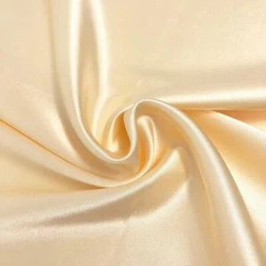 Satin Charmeuse Stretch Bridal Satin Fabric for Wedding By Yard Beige - Picture 1 of 1