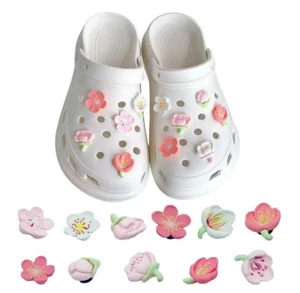 Croc Charms Flowers Pink White Yellow 11 pcs Girl Floral Resin Party Grad School - Picture 1 of 6