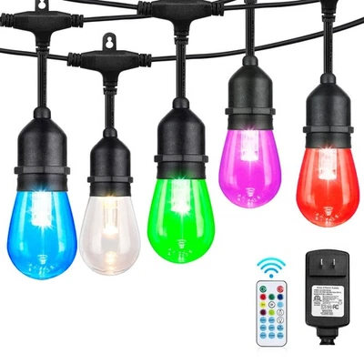 Auroraworld 48FT RGB Outdoor String Lights, Dimmable Color Changing Waterproo... - Image 1 of 4