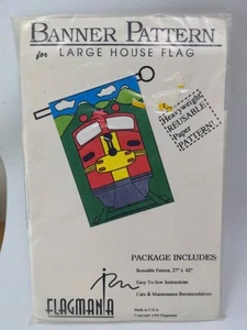Vintage Flagmania Train engine large Flag Sewing Pattern SEALED 27" x 42" NOS - Picture 1 of 5