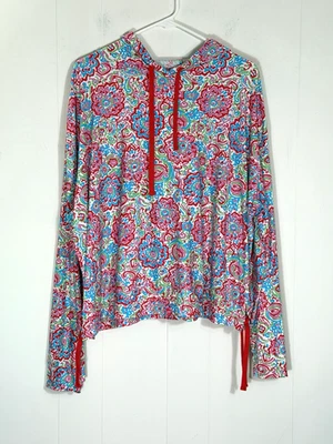 Купальная толстовка с капюшоном Coolibar Waikal размер XL тропический принт UPF 50+ регулируемый подол - Изображение 1 из 4