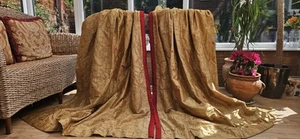 GOLD SEIDE BESTICKT GEFÜTTERTE VORHÄNGE 57" FALLEN UM 50" BREITE - Bild 1 von 23