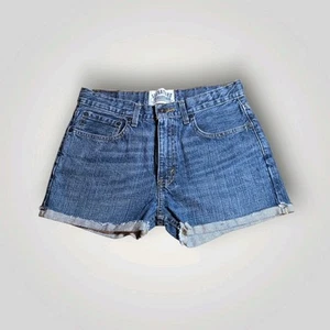 Signature Levi Strauss Shorts Blue Denim Cuffed Slim Straight Fit Cotton Sz 18 - Picture 1 of 8