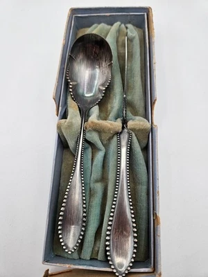 Antiguo R.S. Juego de utensilios para servir plato de plata MFG Co. A1 cuchara y cuchillo de mantequilla Foto 1 de 4