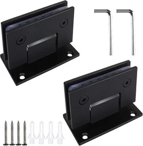 2 Pack 90 Degree Shower Door Hinges Black Frameless Glass Door Wall Hinges New - Picture 1 of 6