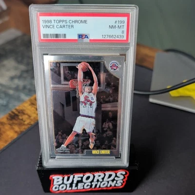 🔥 1998 TOPPS CHROME #199 VINCE CARTER ROOKIE PSA 8 🔥 - Image 1 of 3