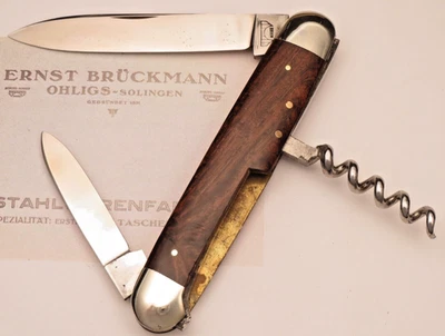 Vintage BRUCKMANN SOLINGEN Bartender’s Knife Smooth Wood Handles Nice MINT - Image 1 of 4