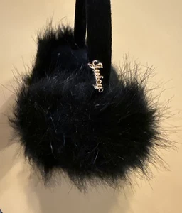 Juicy Brand Ear Muffs Black Fuzzy With Gold Tone Juicy - Picture 1 of 6
