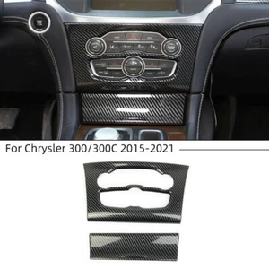 2x Air Conditioner Storage Panel Cover Tirm For Chrysler 300 2015+ Carbon Fiber - Bild 1 von 8