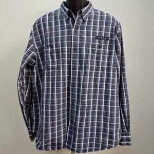 US Polo Assn Button Down Herren XXL blau kariert Langarm USPA blau Hemd Patches - Bild 1 von 15