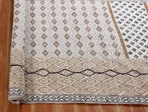 Baumwolle Teppich Brown Geometrisch Gewebt Wohnzimmer 0.8x1.8m Framhouse Yoga - Bild 1 von 15
