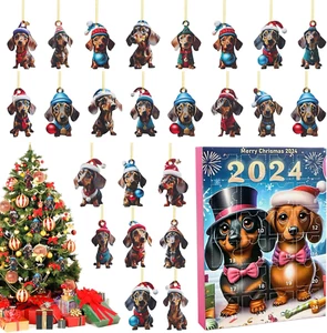 Hund Adventskalender 2025, Acrylic Weihnachtsbaum Anhänger Hund, Weihnachtsbaums - Bild 1 von 7