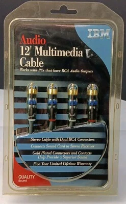 IBM Multimedia Cable Stereo PC RCA Audio~Soundcard To Receiver  - Image 1 of 4