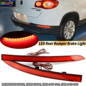 2x Red Lens Rear Bumper Reflector LED Tail Brake Lights For Volkswagen 5N Tiguan - Picture 1 of 22