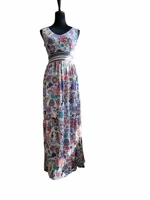 Maxi Vestido Milly Talla Pequeña Extra Grande Floral Sin Mangas Cuello en V Cremallera Espalda Foto 1 de 4