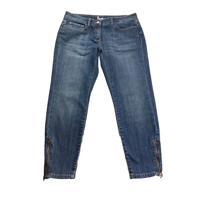 Pantalones de mezclilla ajustados Boden para mujer Reino Unido 12 azul oscuro pequeño calce elástico tiro alto cremallera al tobillo Foto 1 de 4