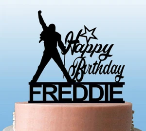 Happy Birthday Freddie Mercury Celebration Cake Topper Glitter or Gloss Acrylic - Picture 1 of 2