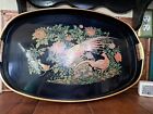 Vintage Toyo Japan Tray Birds Shimmery Floral Kitchen Japanese 19&quot; x 12.5&quot;