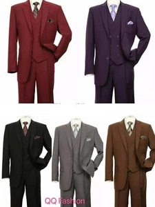 Men's 3 Piece Luxurious Woo Feel Fancy Suit 2-Button, Two Side Vents 5702V9 - Picture 1 of 7