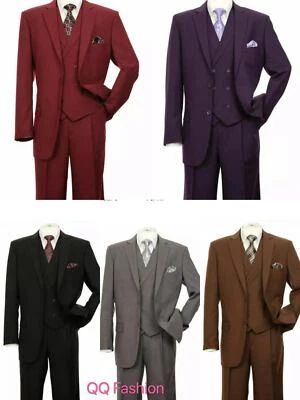 Men's 3 Piece Luxurious Woo Feel Fancy Suit 2-Button, Two Side Vents 5702V9 - Image 1 of 4