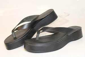 Reformation NEW Model: Zayne Black Platform Comfort Thong Sandals Womens - Picture 1 of 12