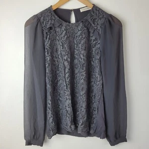 Oasis Women Size XS Grey Floral Lace Blouse Top Wedding Career Casual Party Work - Picture 1 of 11