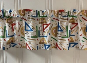 Lápices Reglas Maestro Aula Cenefa Cortina Regreso a la Escuela Ventana Tratamiento - Imagen 1 de 3