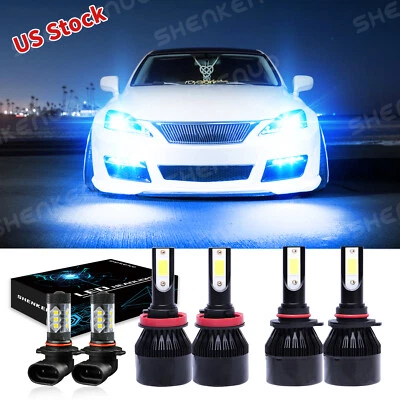 For Lexus IS250 IS350 2006-2010 - 6PC 8000K LED Headlights + Fog Light Bulbs Kit - Image 1 of 4