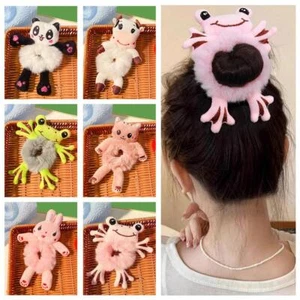 Cartoon Animal Plush Hair Scrunchies Faux Fur Ponytail Holder Accessories Y8N7 - Picture 1 of 17