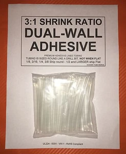 Tubo termorretráctil forrado adhesivo de doble pared 1/8"/3 mm I.D transparente (4" 25 piezas) - Imagen 1 de 4