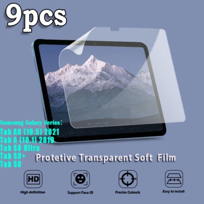 9Pcs Tablet Screen HD clear Protector Film For Samsung Galaxy Series - Image 1 of 4