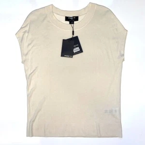$230 Paule Ka Ivory Semi Sheer Sleeveless Boxy Knit Sweater Shirt Top sz XL - Picture 1 of 7