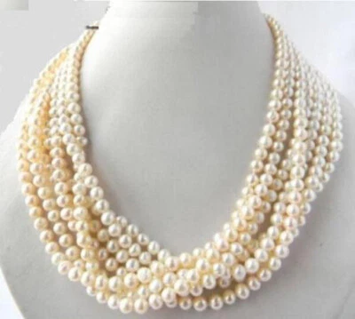 100" Charming AAA+ 6-7mm real natural south sea white pearl necklace 14k Gold P - Image 1 of 4