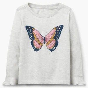 NWT Gymboree Butterfly Tee Shirt Top Girls 3,5/6,7/8,10/12,14 Long sleeve - Picture 1 of 1