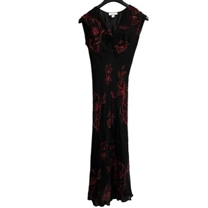 Vintage Dress Barn Dress Womens XL Black Floral Beaded Whimsigoth Fairy 90s Y2K - Picture 1 of 11