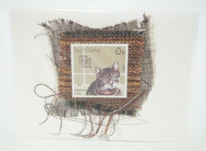 *Signed* Elisa Goodman Curmudgeon Greeting Cards Stamp Art Cats Postes Lao