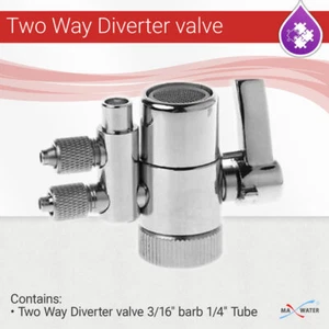 Two Way Chrome Diverter Valve for 1/4" Tube Reverse Osmosis, RO DI Water Filter - Picture 1 of 1
