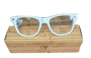 Silvano Bamboo WHITE Wood Sunglasses Carpentier Clear Lens FASHION SPORT NEW - Picture 1 of 8
