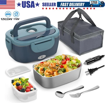 12V Car Portable Food Heating Lunch Box Electric Heater Warmer For Trucks Office - Image 1 of 4